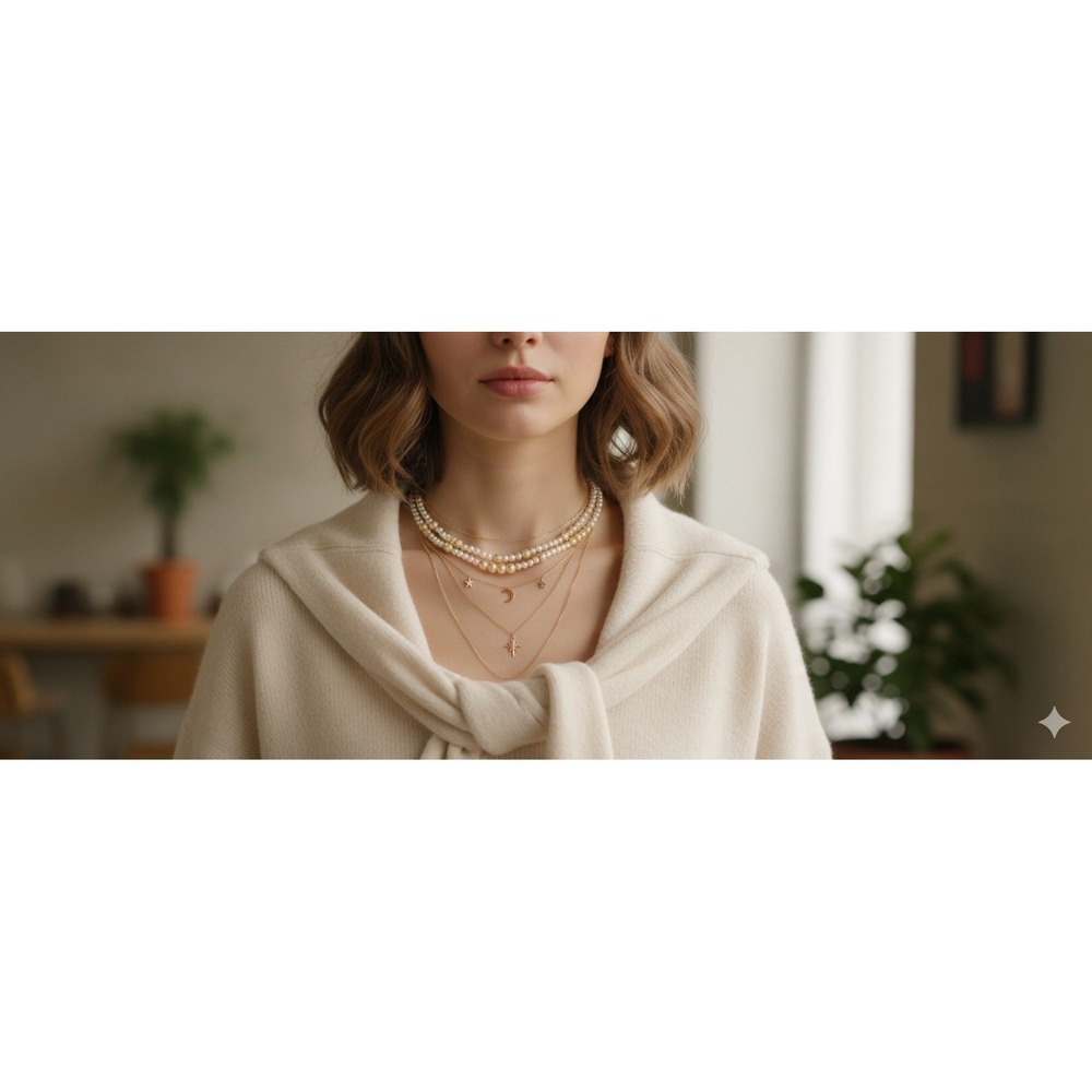 Faux‎ Pearl Strand Necklace Classic White Beaded Timeless Jewelry